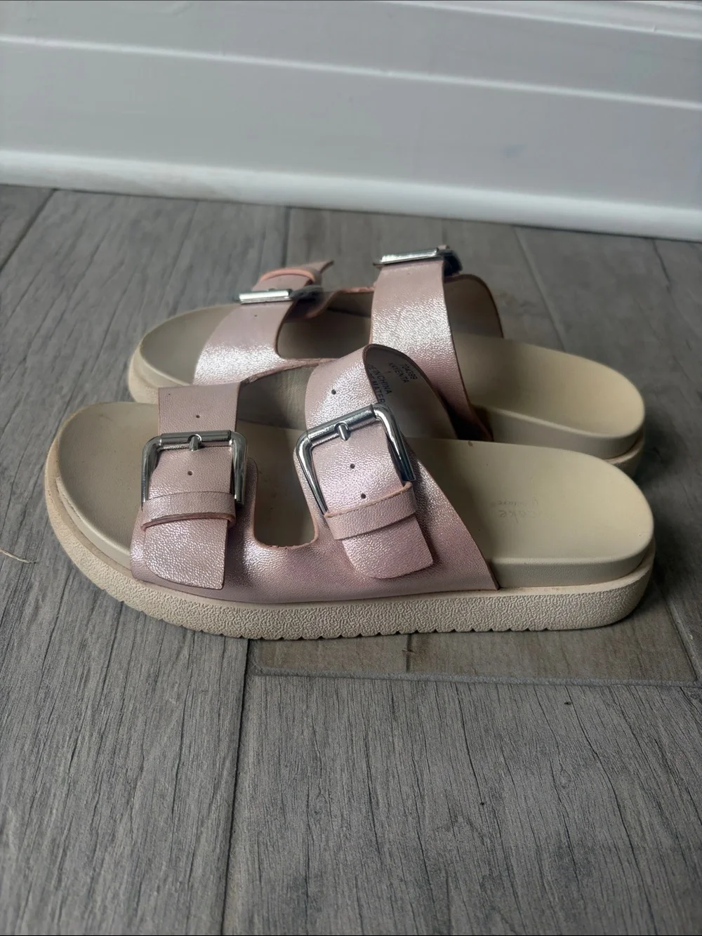 Girls' Pink Double-Buckle Slide Sandals